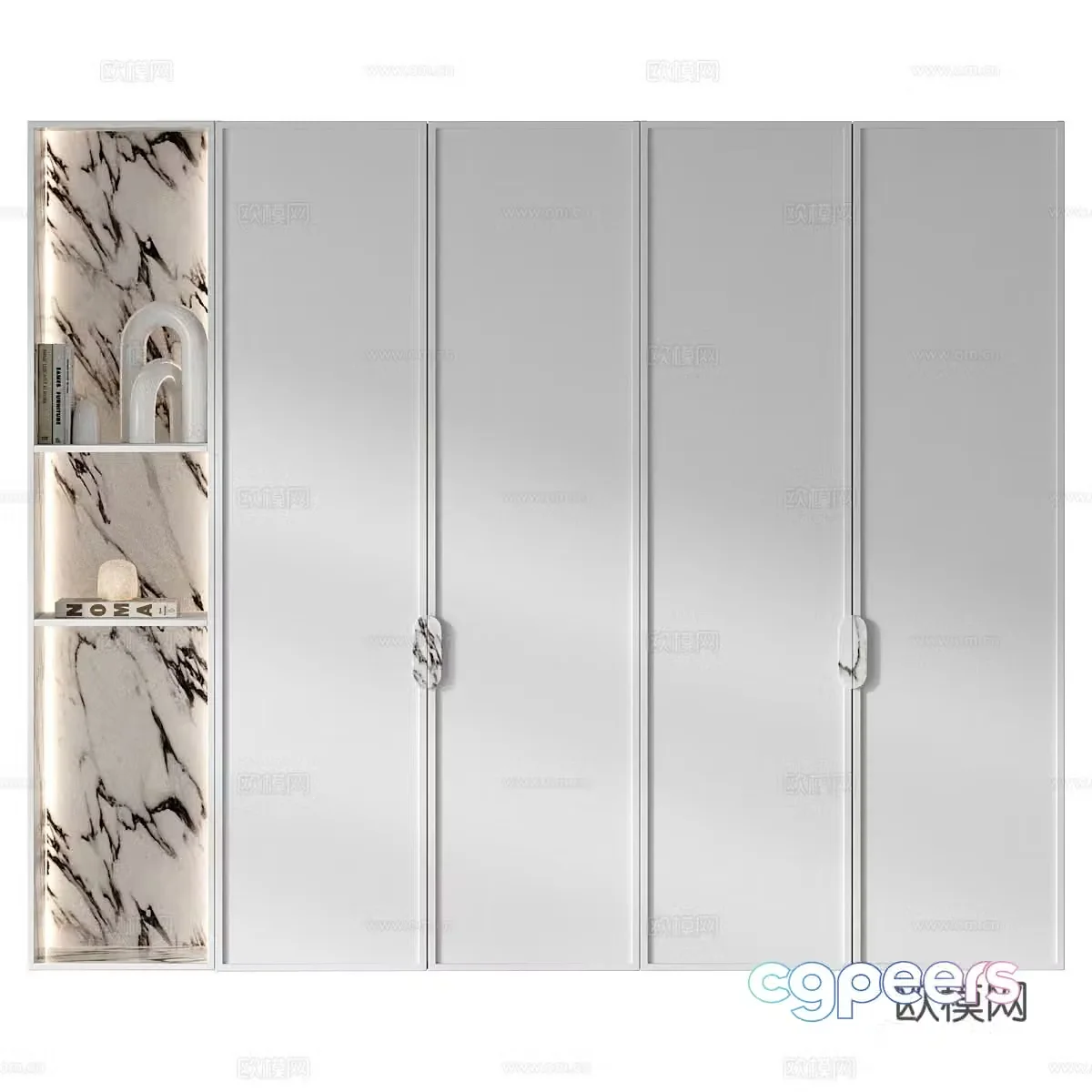 Modern light luxury minimalist door wardrobe 3D model