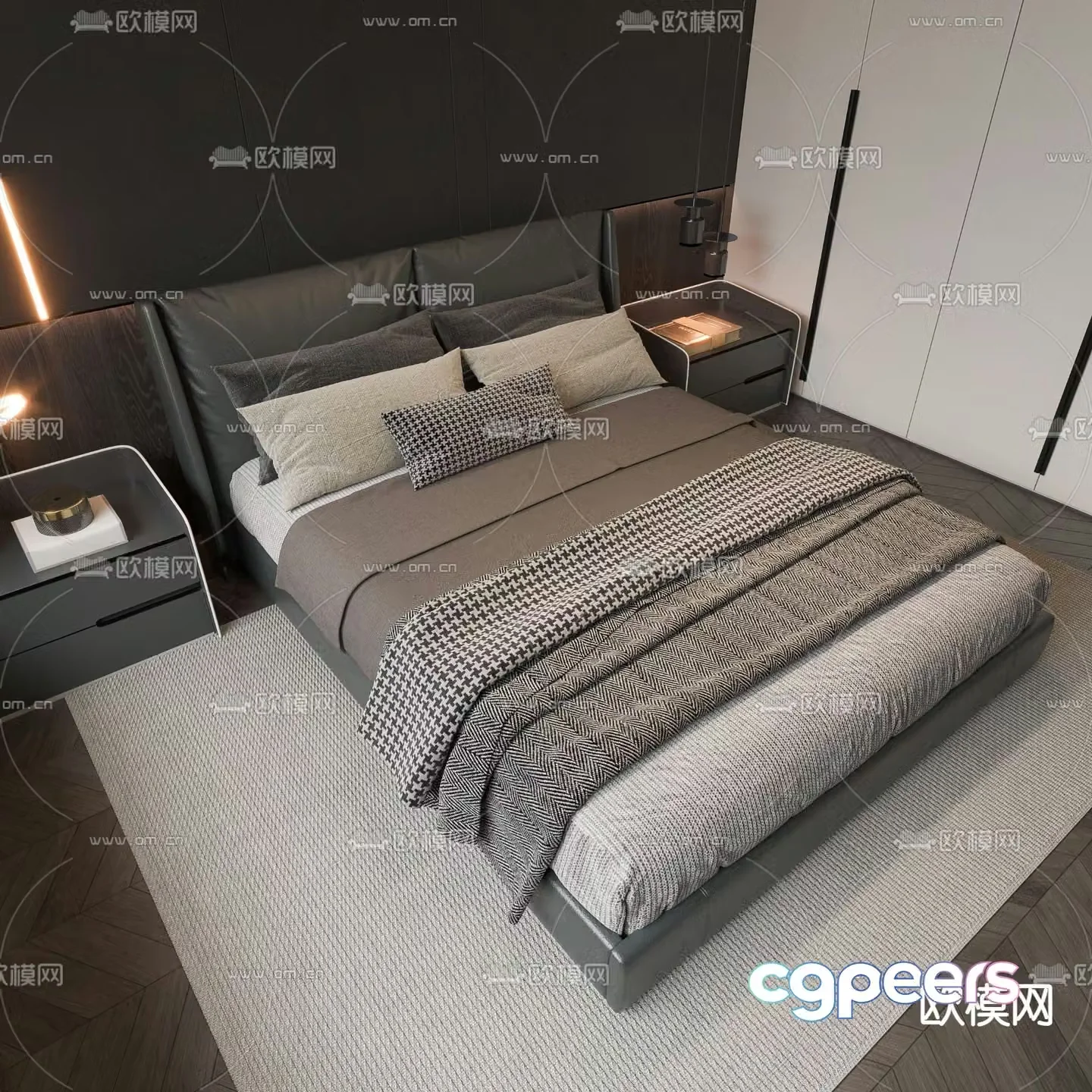 Modern double bed 3d model