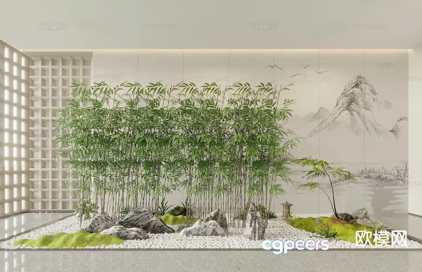 New Chinese style interior landscape interior landscaping 3D model