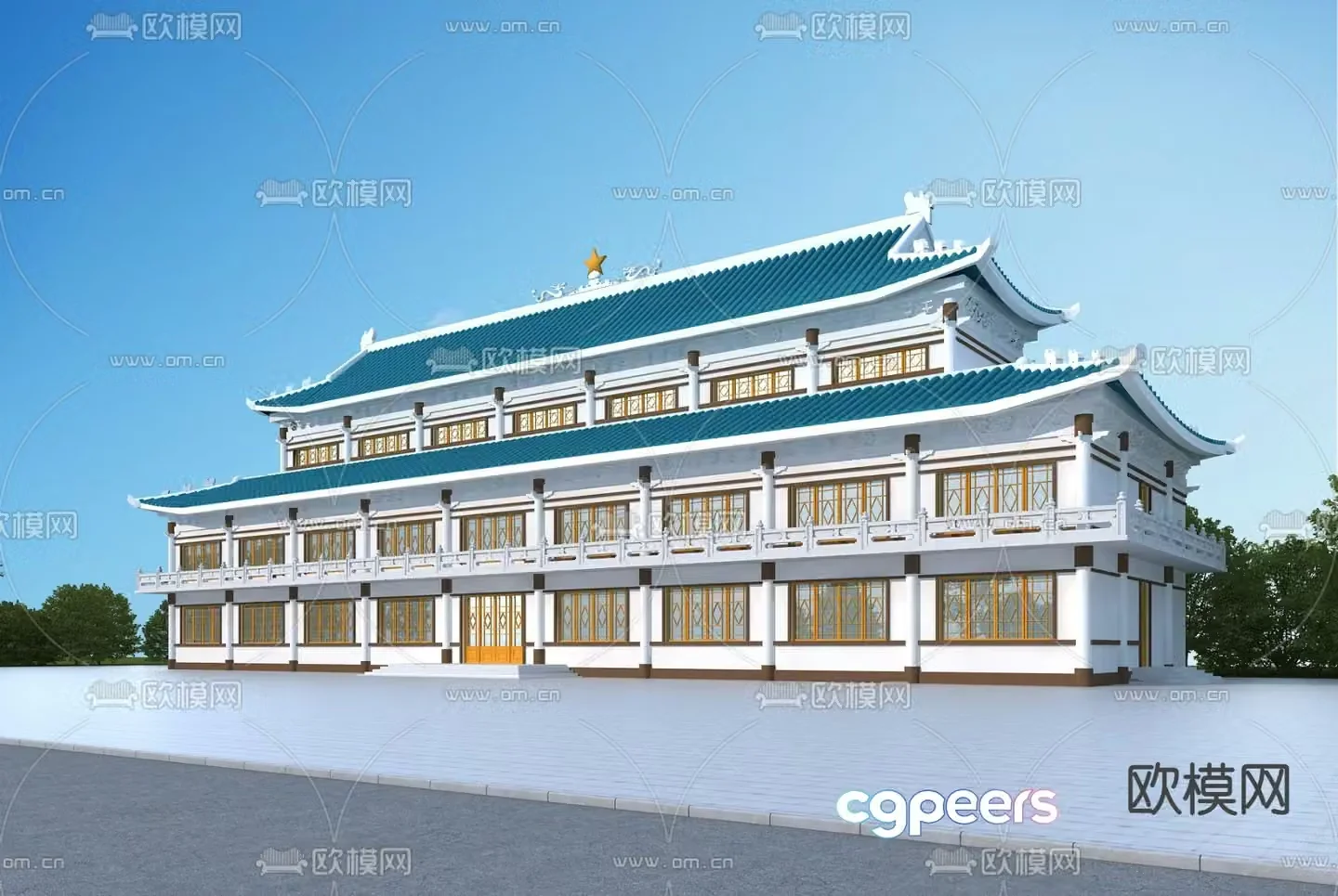 North Korean office building exterior 3D model