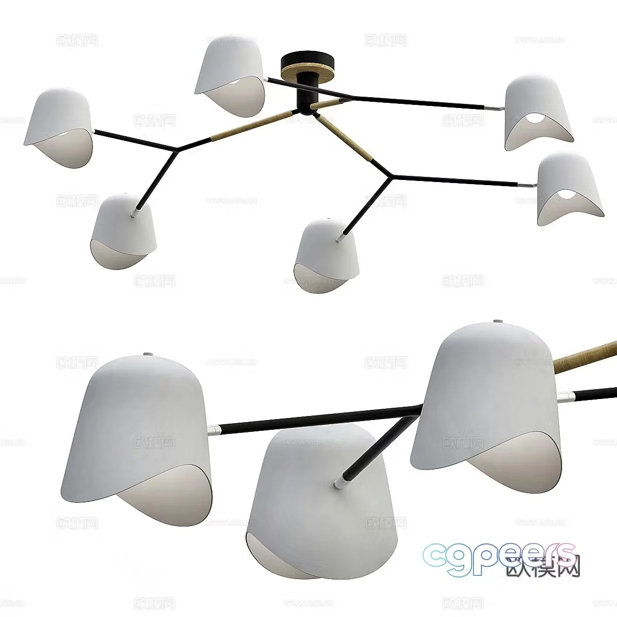 Multi-head chandelier 3d model