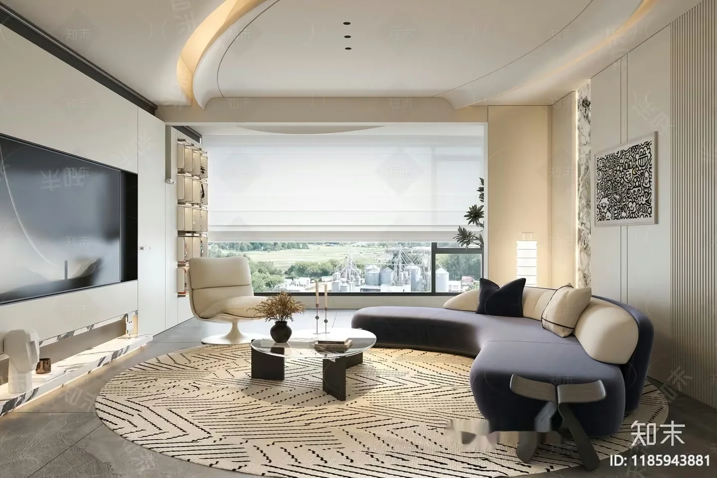Modern Living Room 3D Model – 13697 – VRAY Render