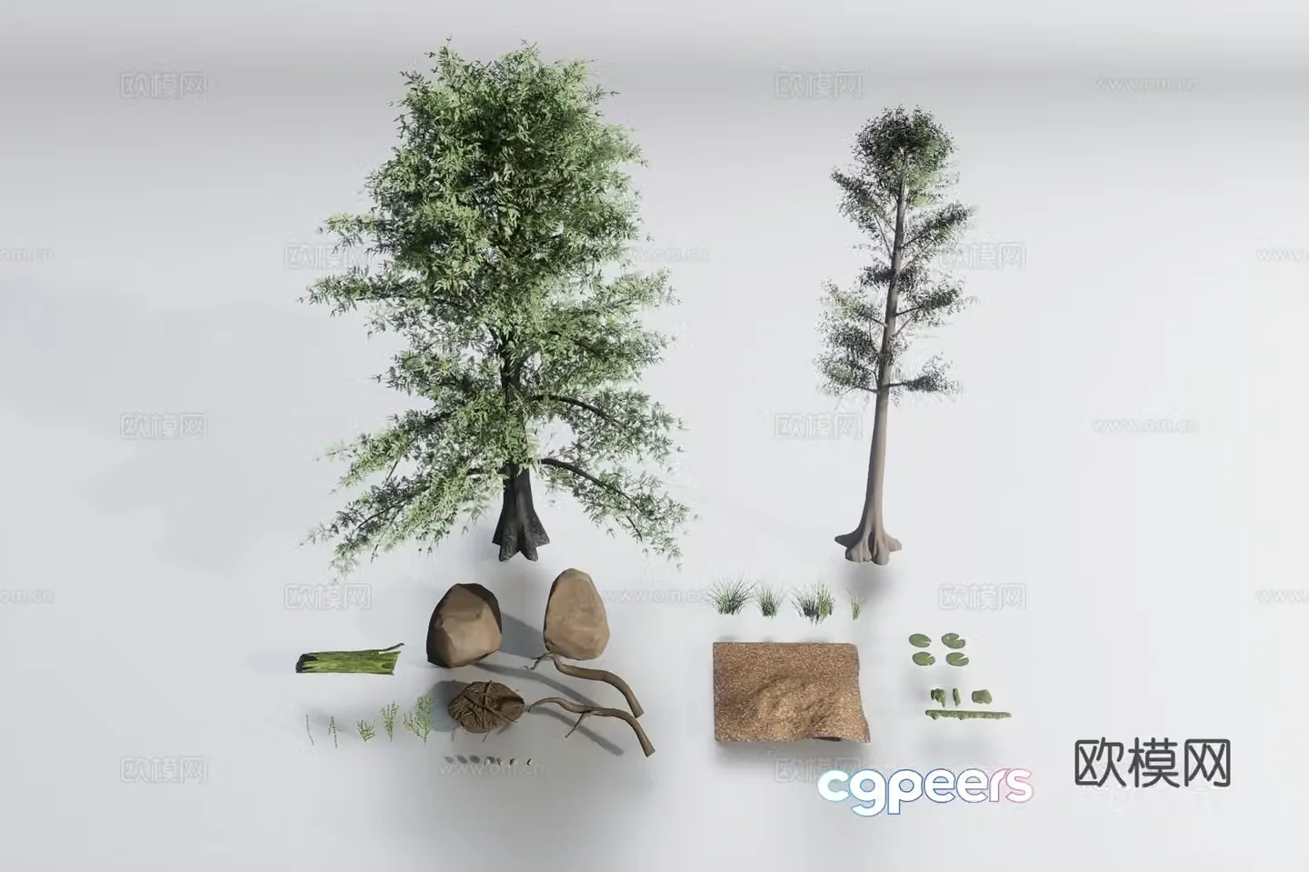 Landscape plants and background 3D model