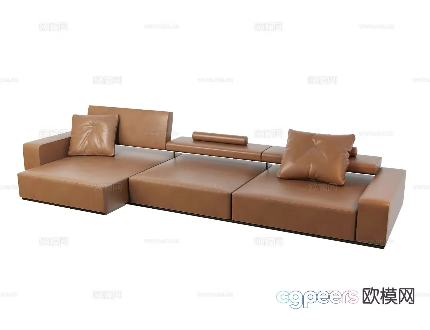 Italian three-seat sofa leather sofa 3d model