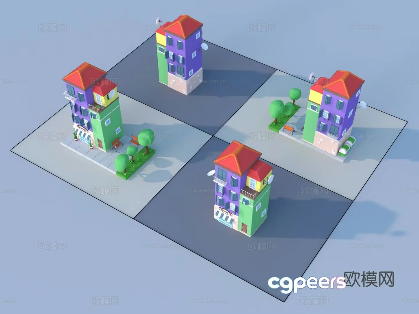 Cartoon toys construction sketches building block toys 3D model