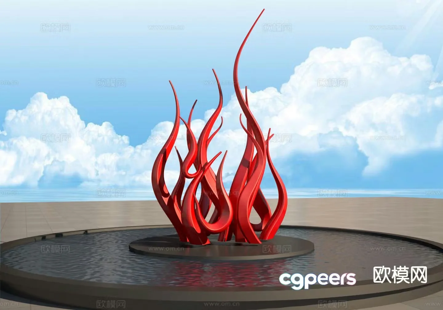 Flame sculpture urban sculpture 3d model