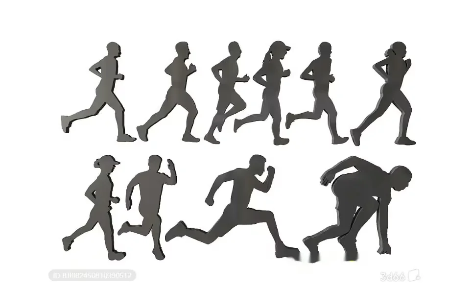 The Main Subject Is A Group Of Silhouetted Runners 3D Model – 8835 – VRAY Render
