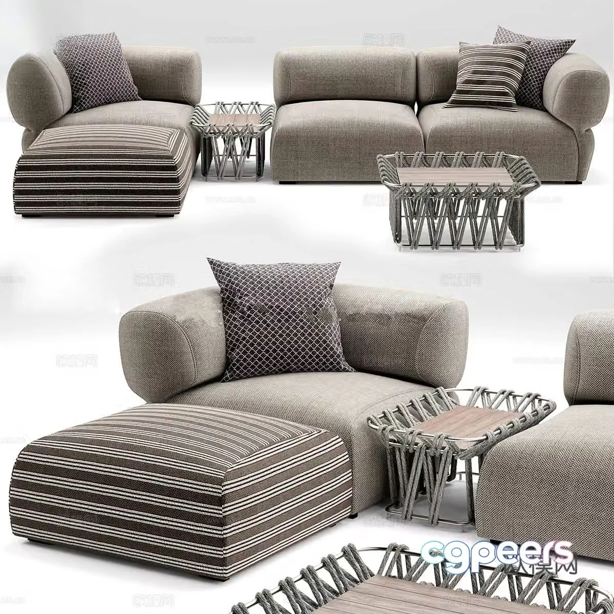 Corner sofa multi-person sofa 3d model
