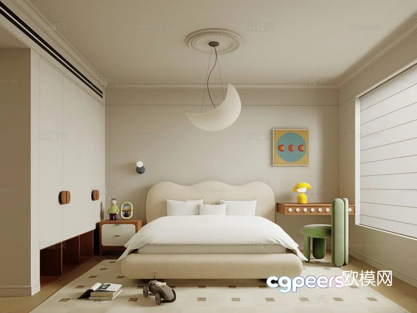 Modern Cream Home Bedroom Children’s Room 3D Model