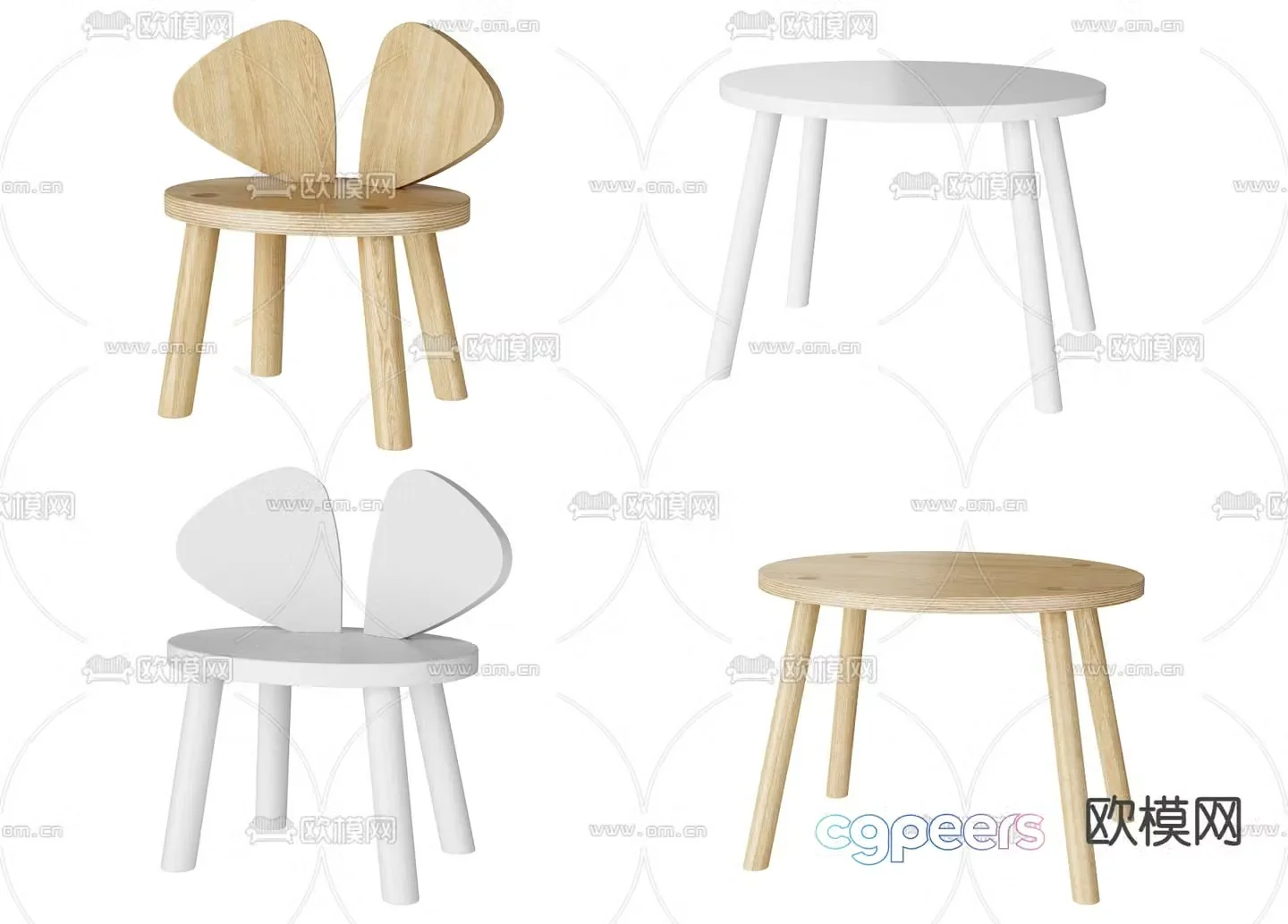 Modern children’s chair cartoon chair 3d model