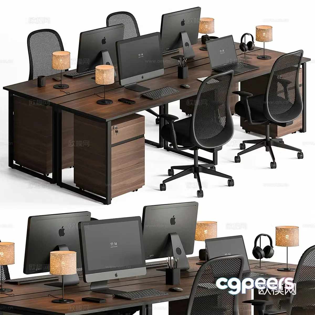 New Chinese style office desk chair 3D model