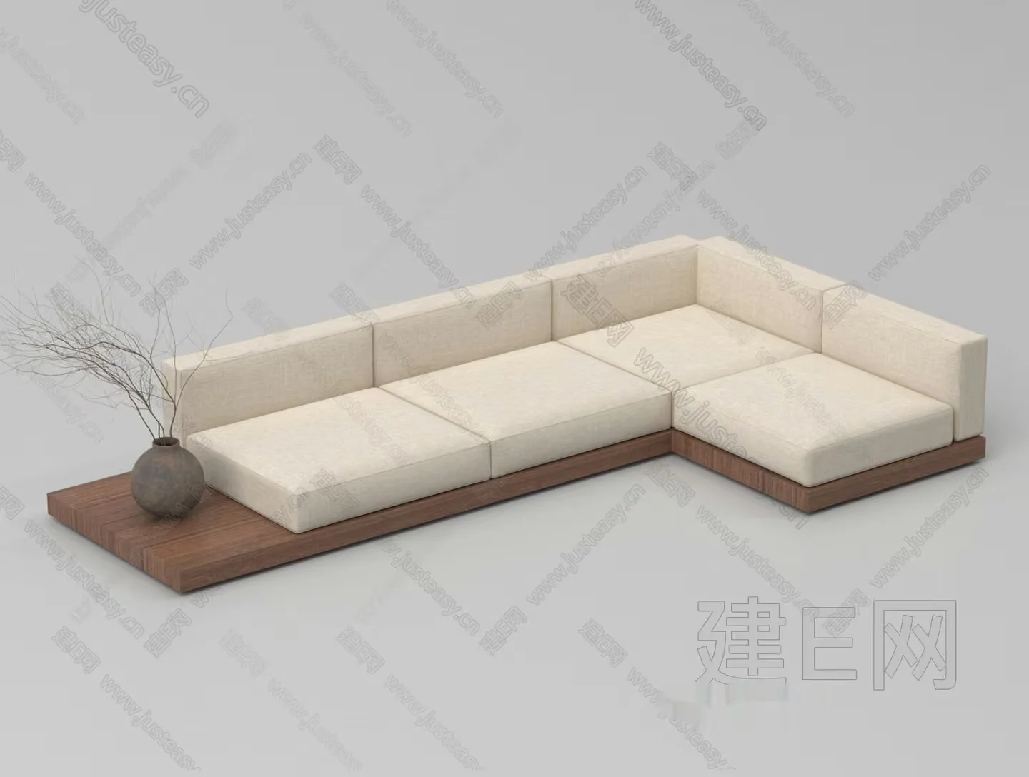 Modern L-Shaped Sofa 3D Model – 9793 – VRAY Render
