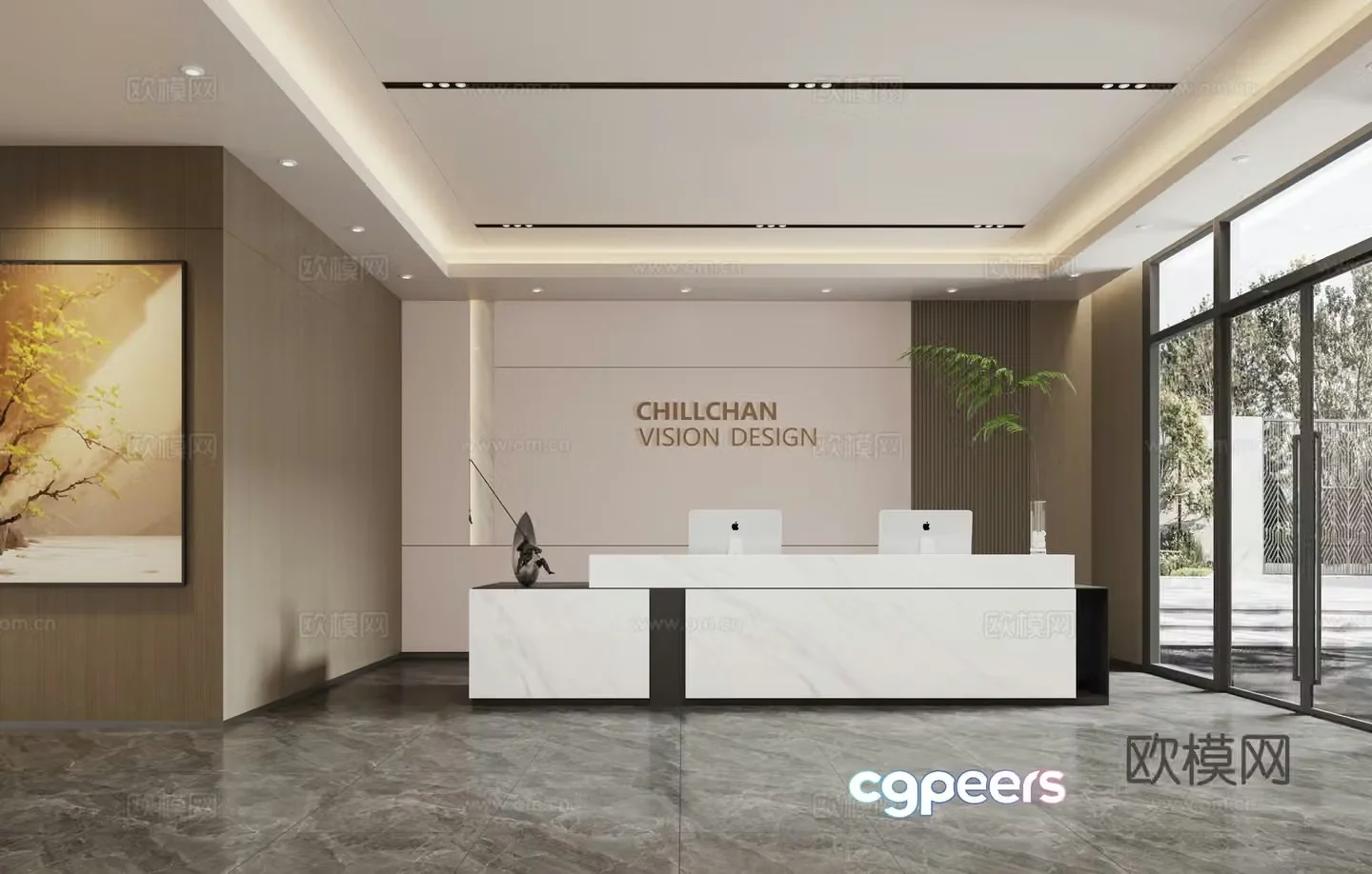 Modern company front desk 3D model