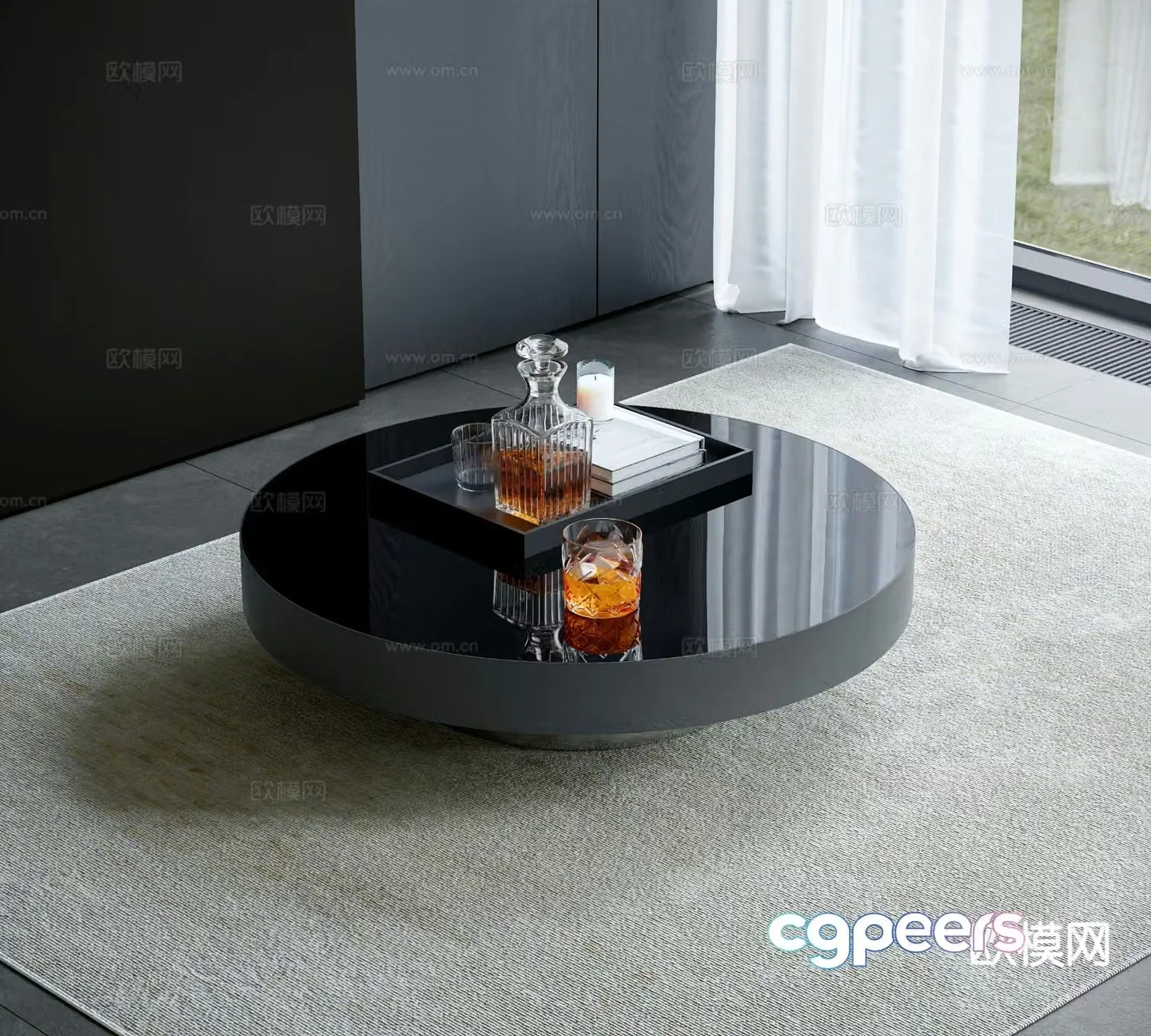 Italian round coffee table 3d model