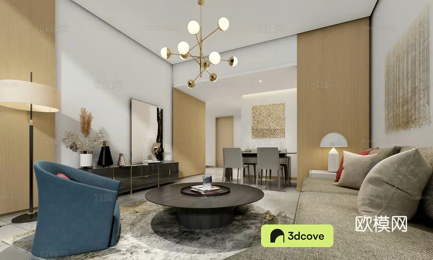Modern small apartment living and dining room