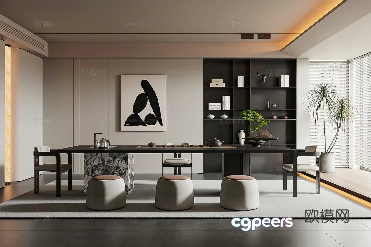 Modern tea room 3d model
