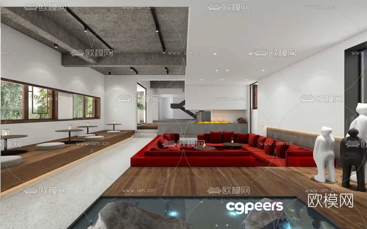 Modern B&B front lobby 3D model