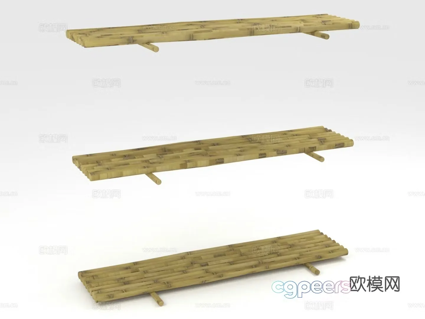 Storage rack wall rack bamboo rack shelf 3D model