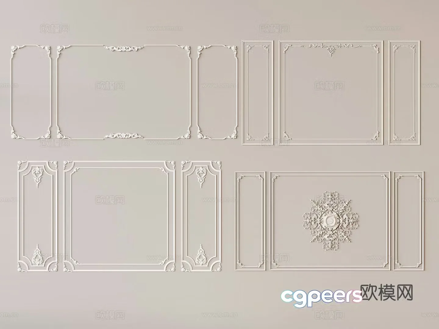 French carved gypsum line 3d model