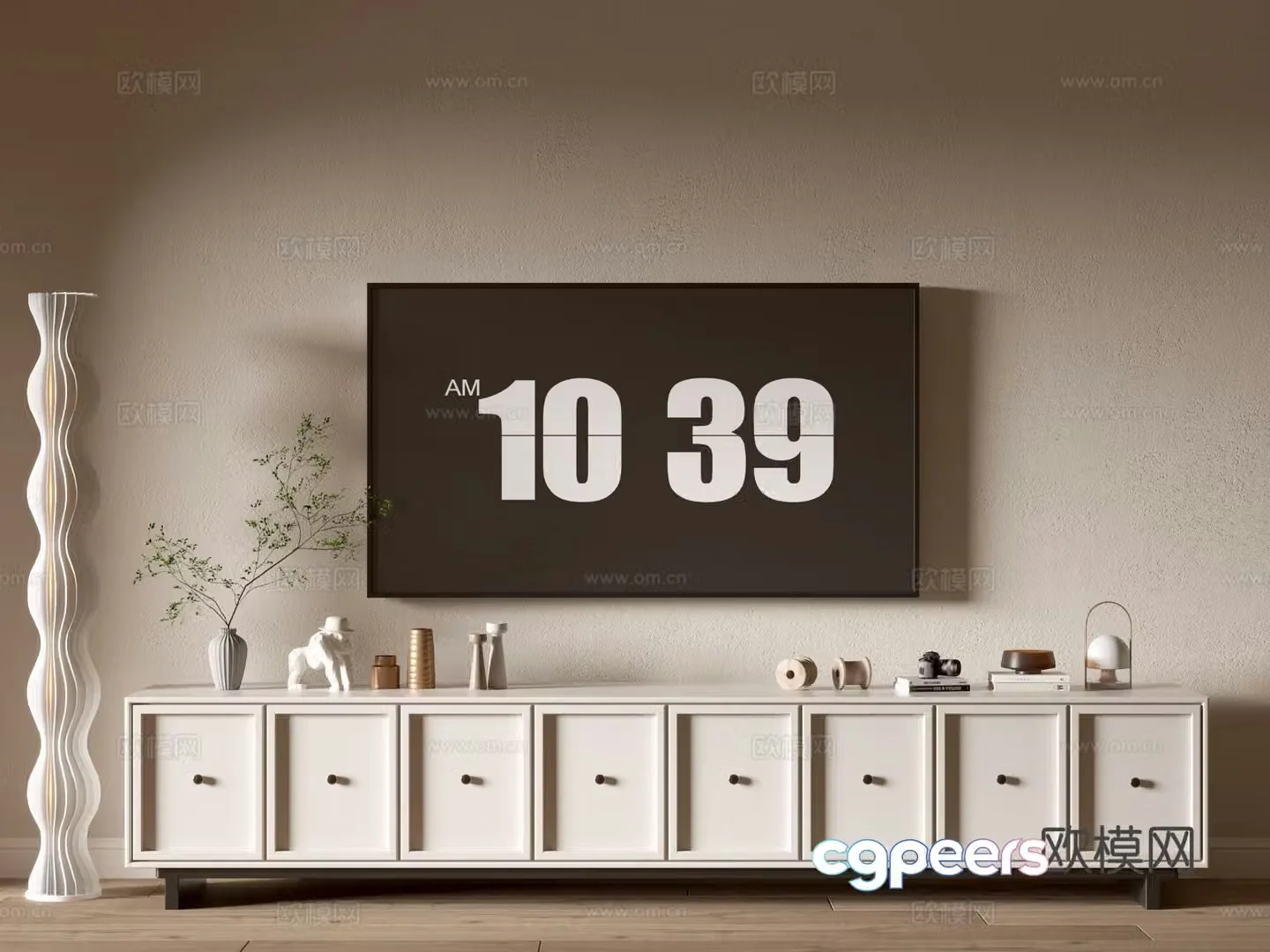 Cream style TV cabinet base cabinet 3D model
