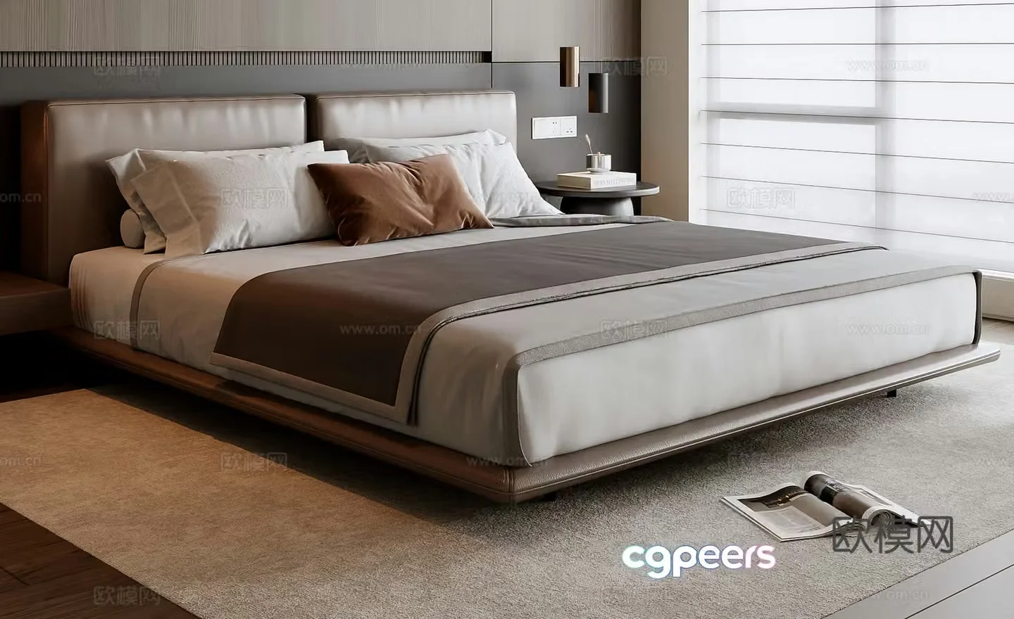 Italian double bed 3d model