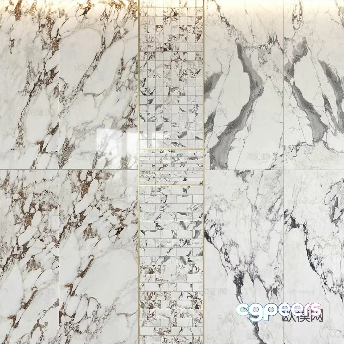 3D model of rock slab marble tile material