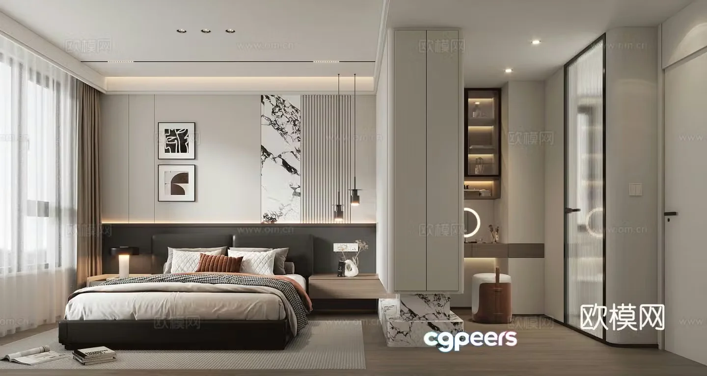 Modern master bedroom 3D model