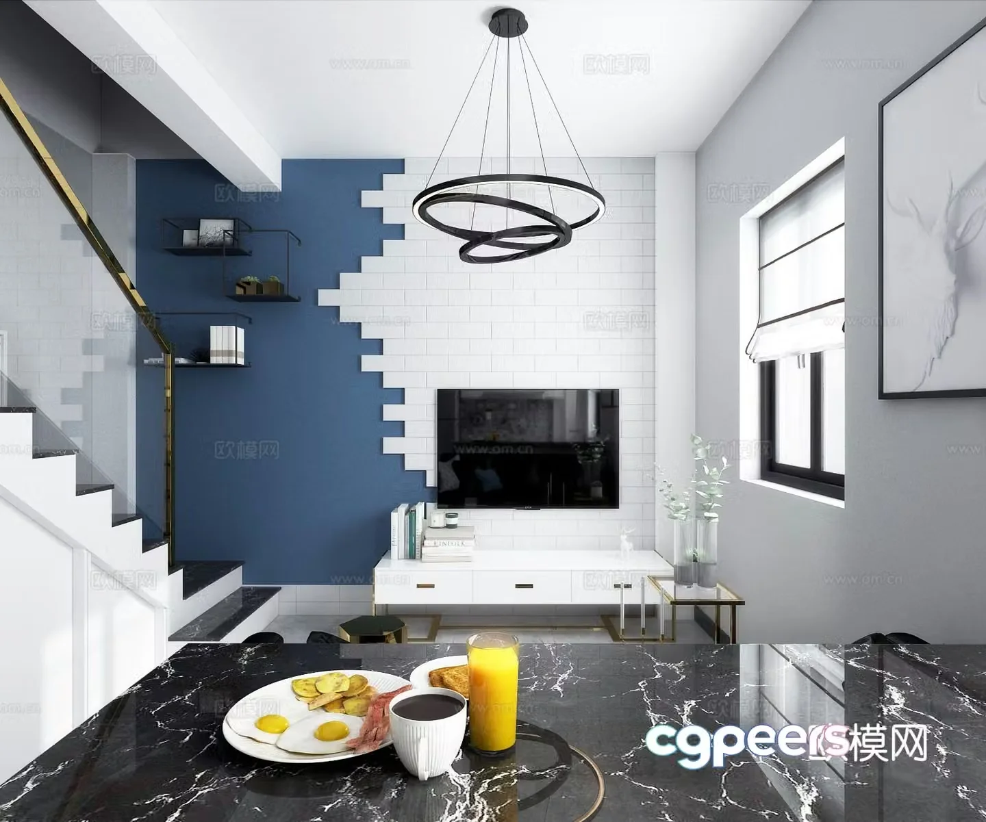 Nordic LOFT apartment living room 3d model