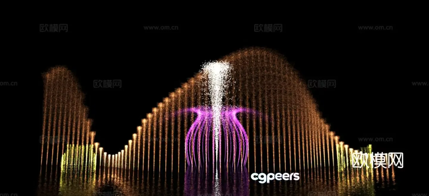 Night scene fountain 3d model