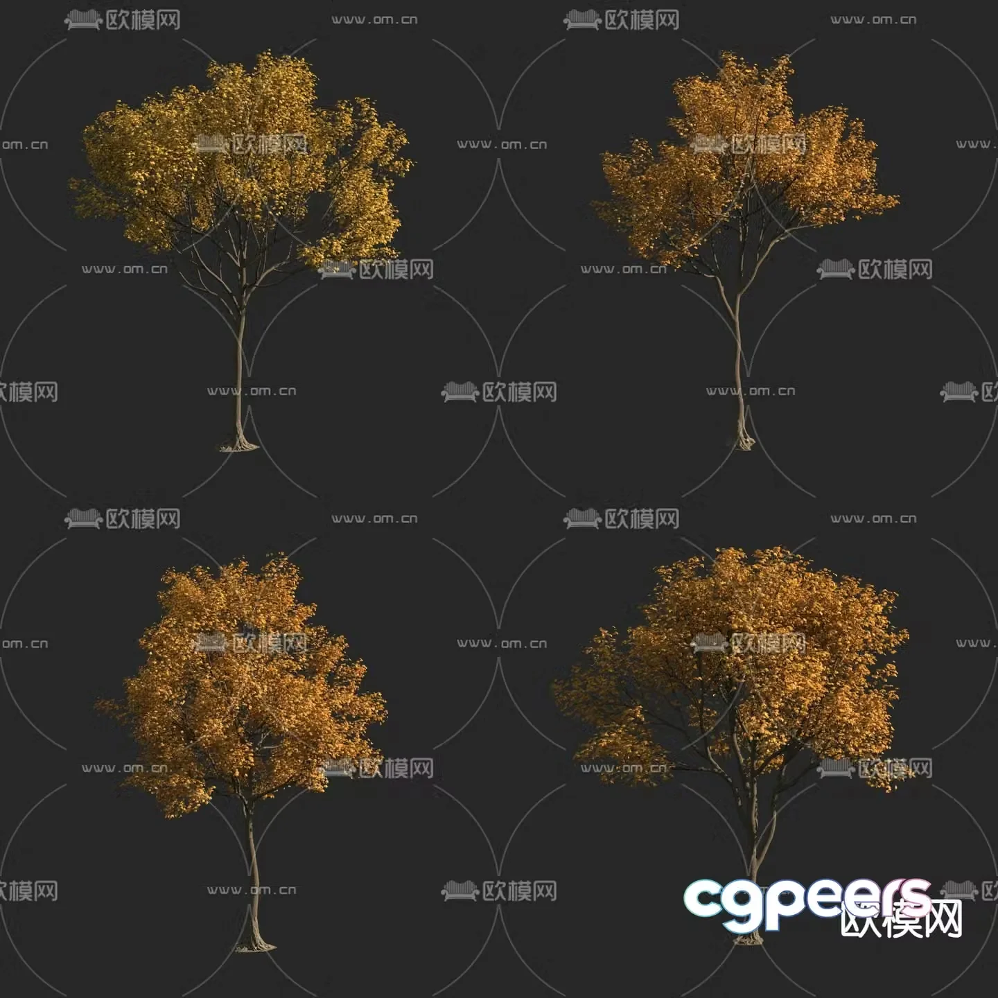 Autumn tree Autumn landscape Autumn tree Withered yellow trees 3d model
