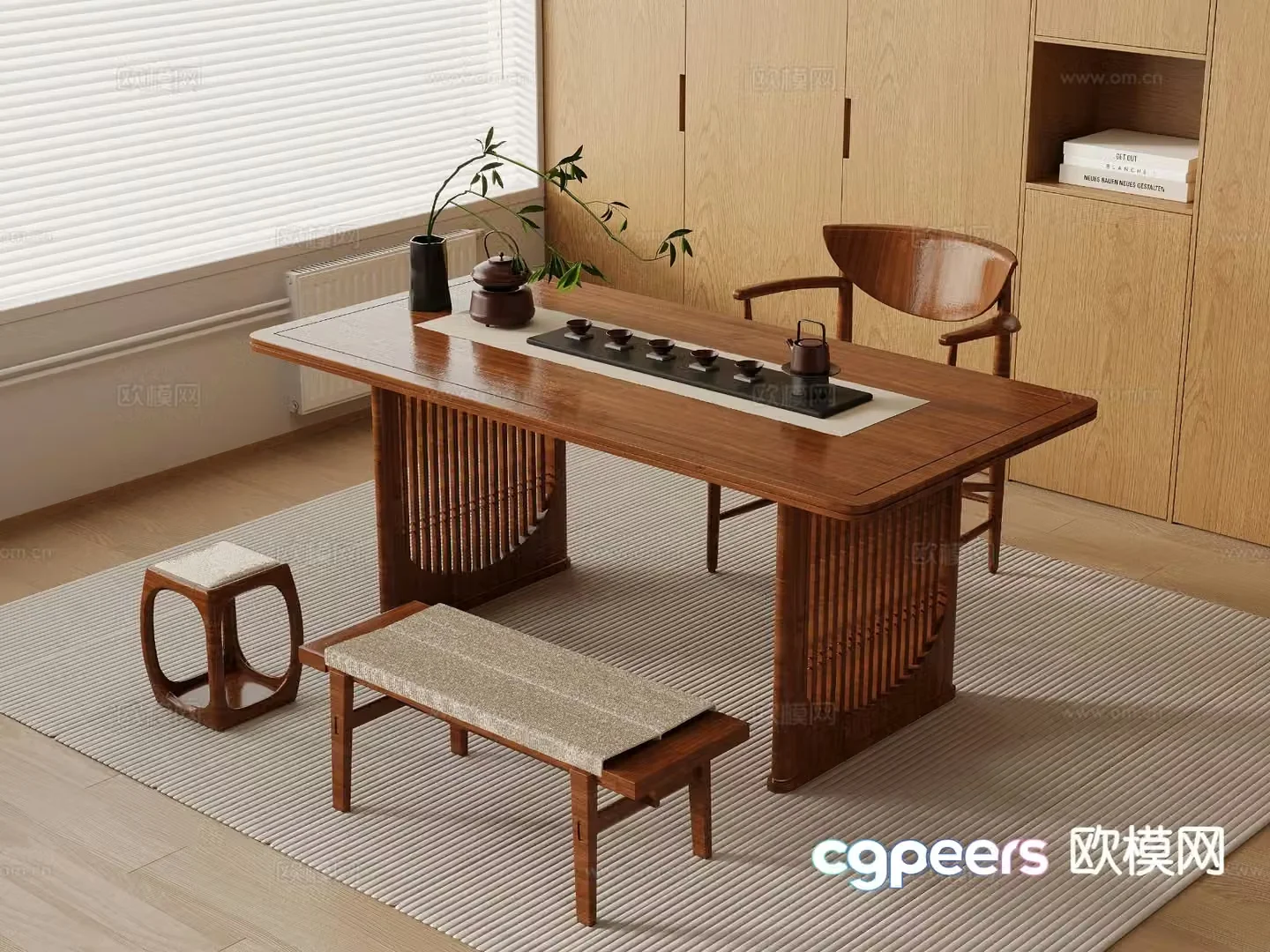 Middle-aged tea table tea table 3D model