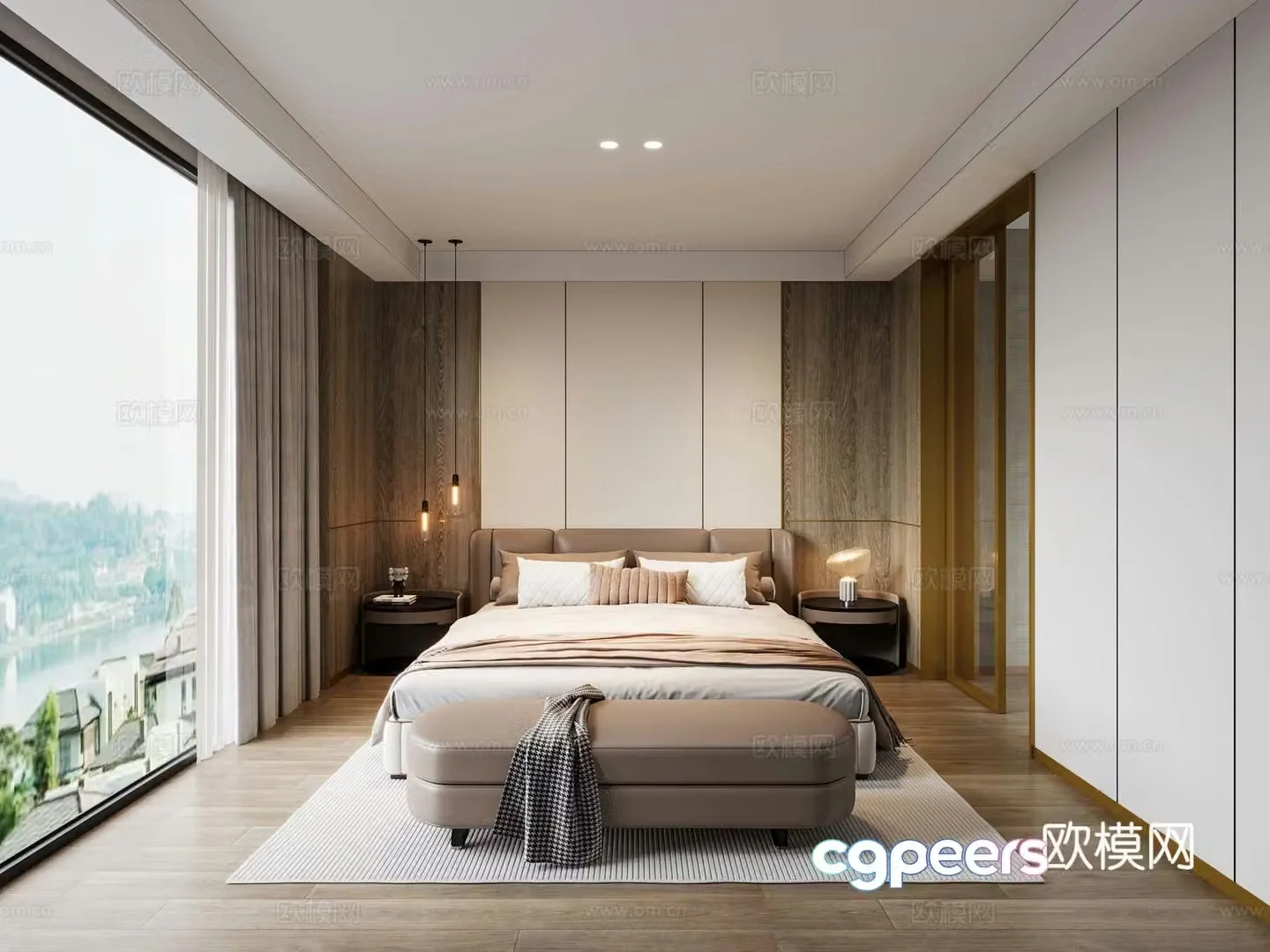 Modern light luxury bedroom 3d model