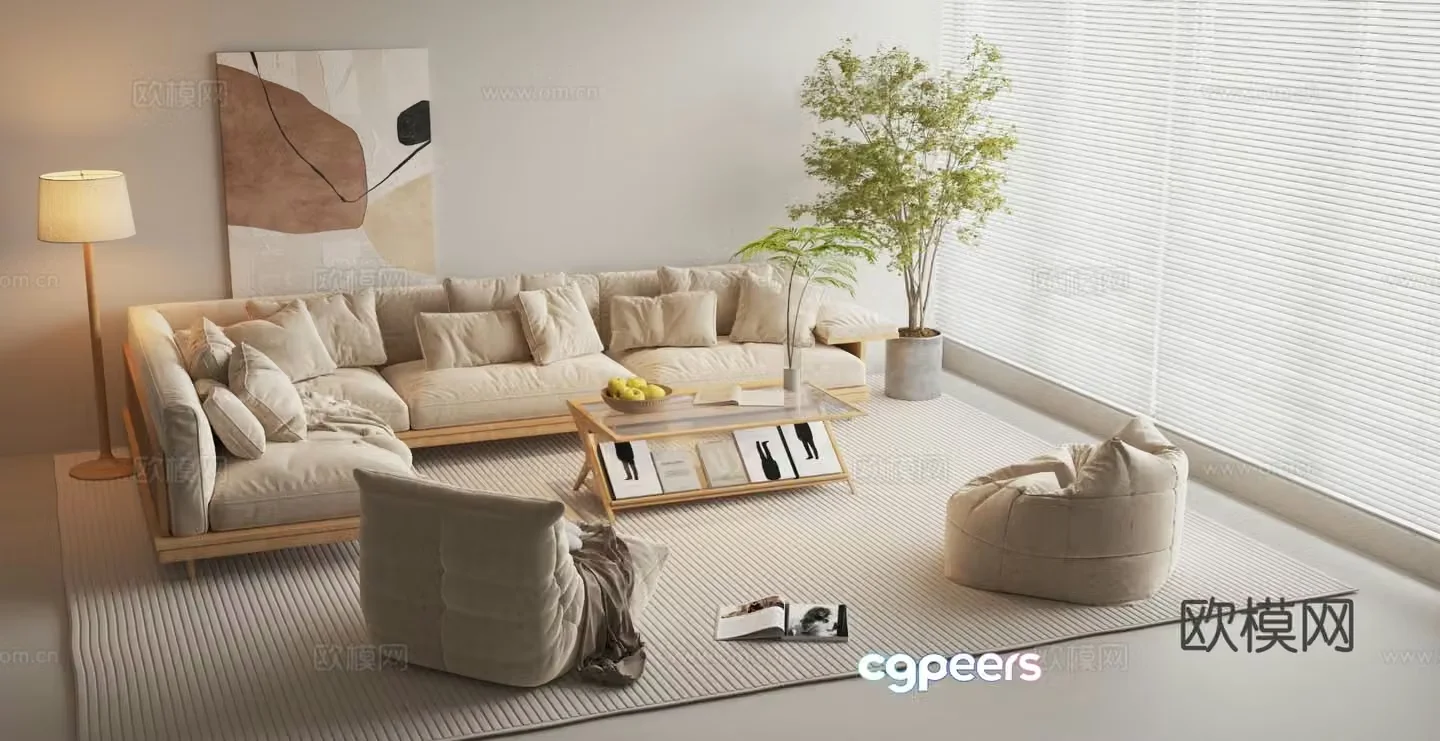 Cream style sofa modular sofa corner sofa 3d model