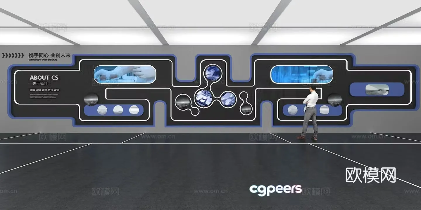 Cultural wall Corporate culture wall Display wall Classroom Exhibition hall Campus culture Corridor 3D model