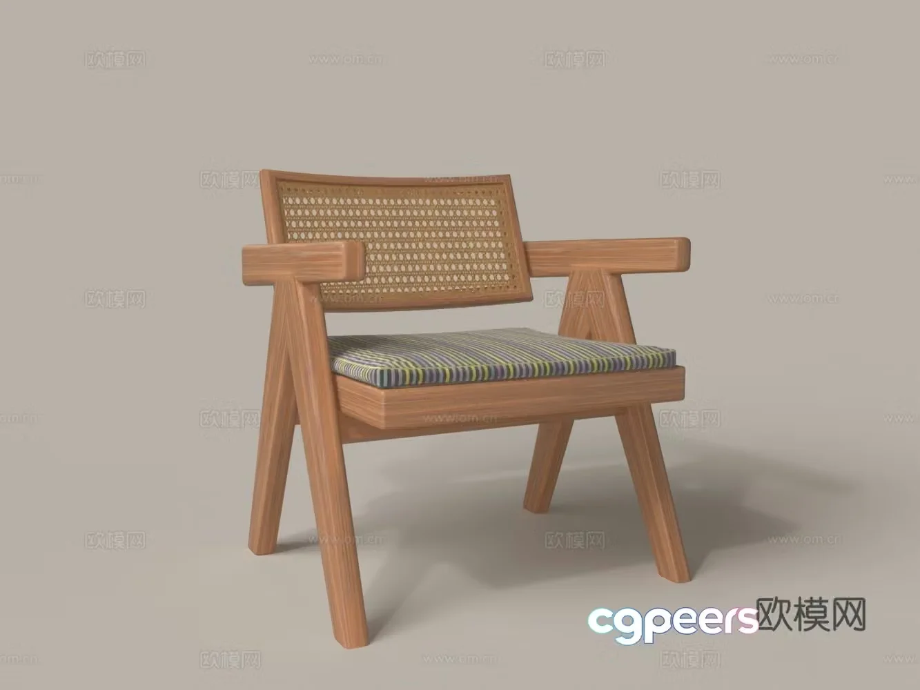 Modern solid wood leisure chair 3d model