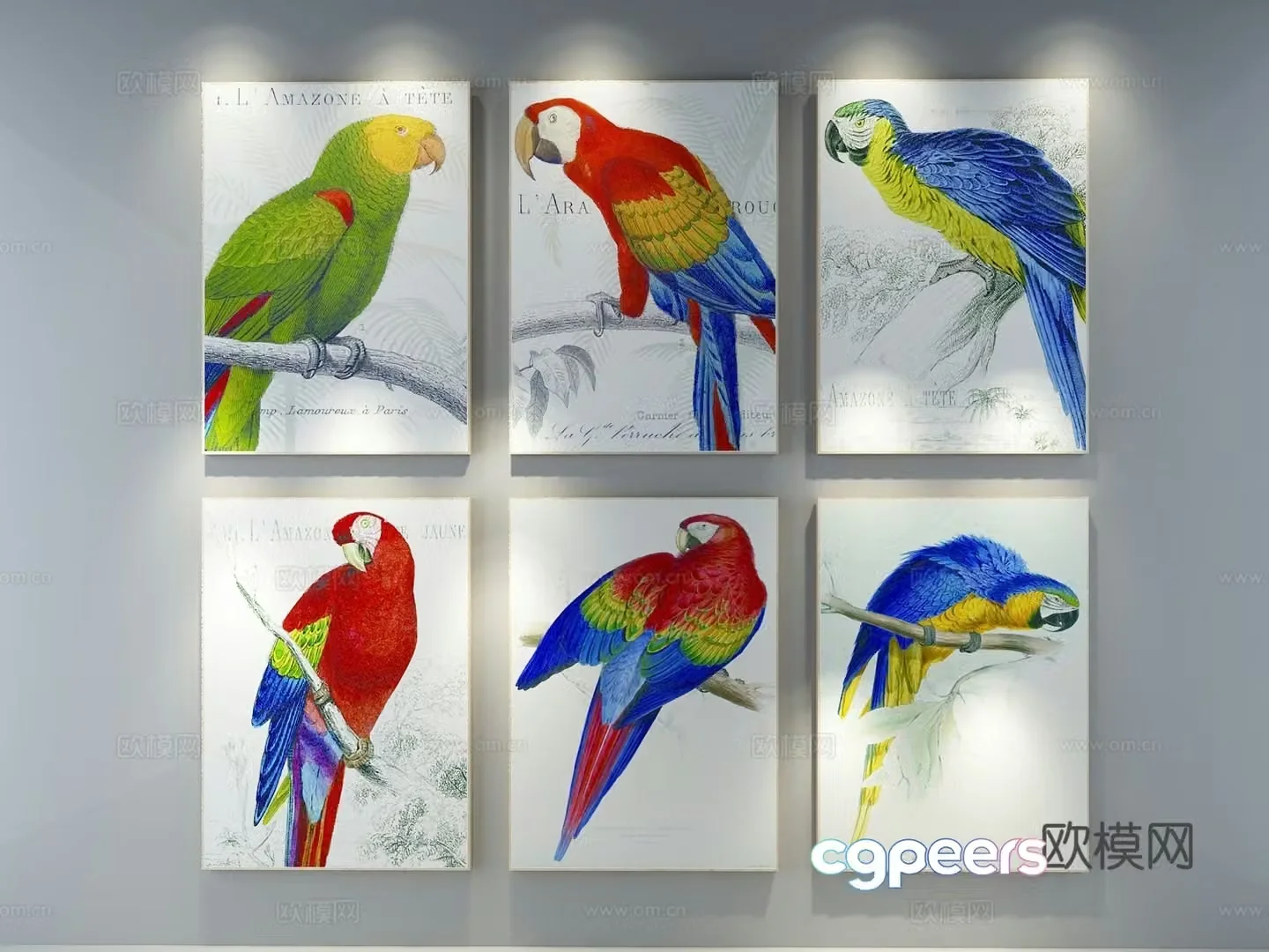 New Chinese style decorative hanging painting 3D model
