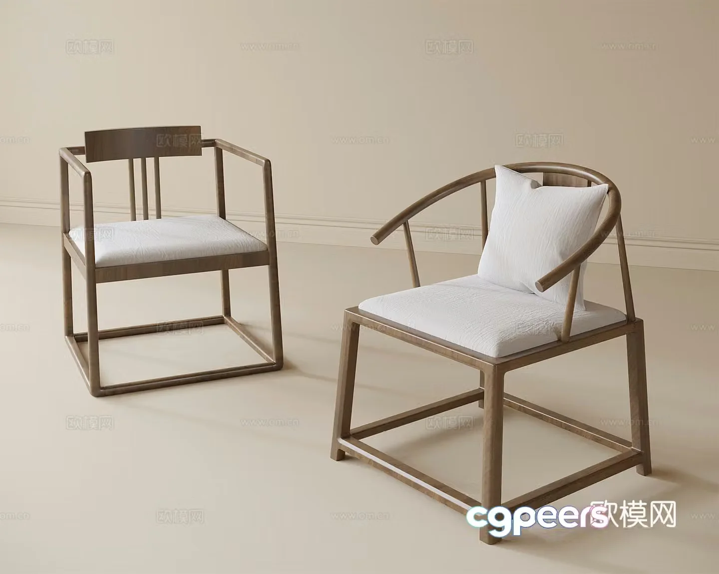 New Chinese style single chair tea chair dining chair book chair 3d model