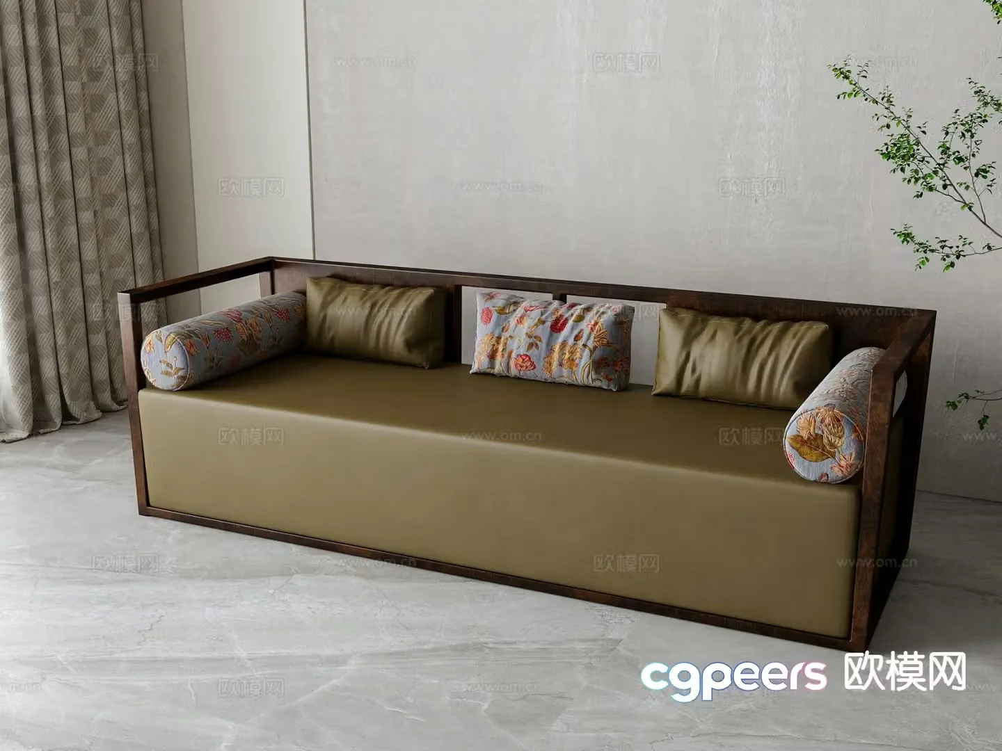 New Chinese style multi-person sofa 3d model