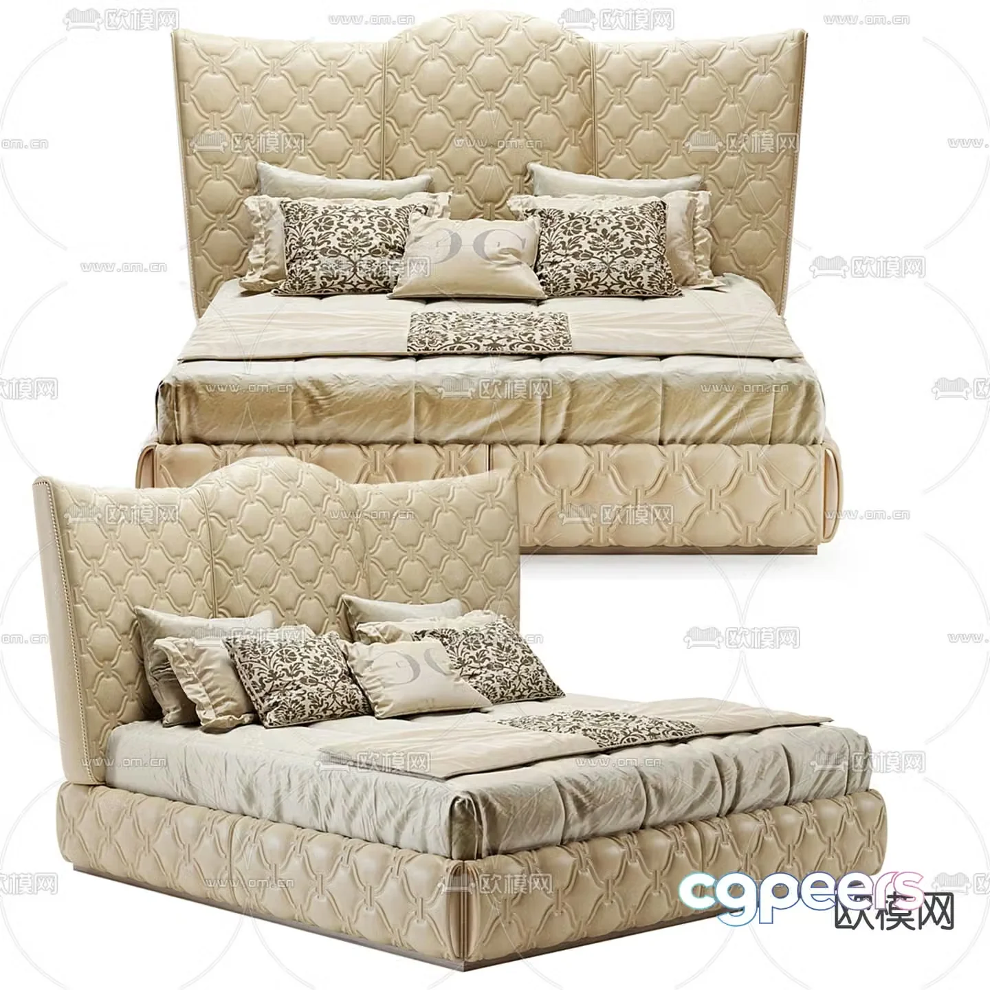 Modern double bed 3d model