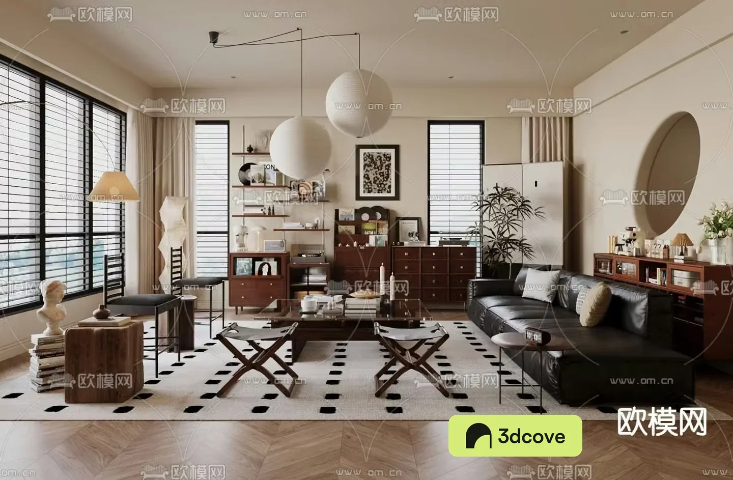 Middle-aged living room 3d model