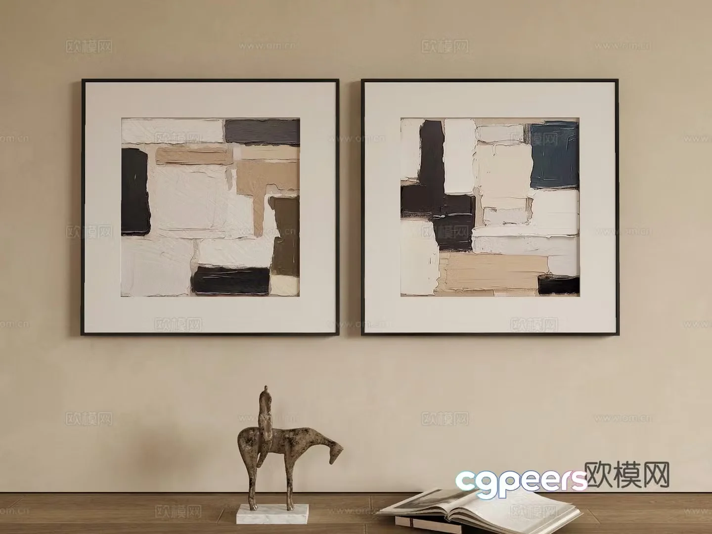 Modern texture painting decorative painting 3d model