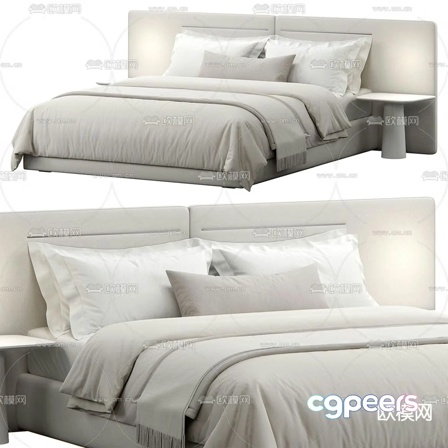 Furniture fabric double bed 3d model
