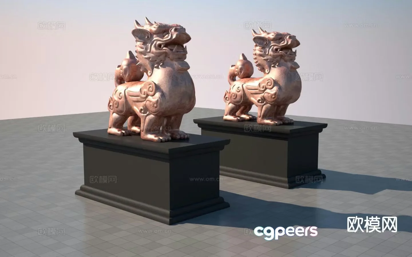 Chinese style unicorn sculpture 3d model