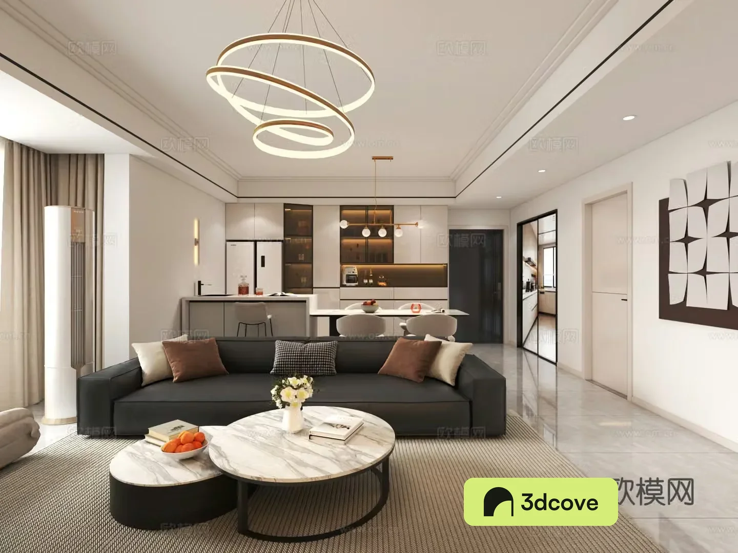 Modern living and dining room chandeliers sofa and coffee table combination dining table and chair combination bookcase wine cabinet shoe cabinet