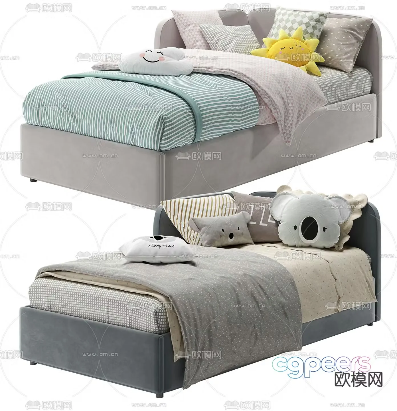 Modern children’s single bed 3d model