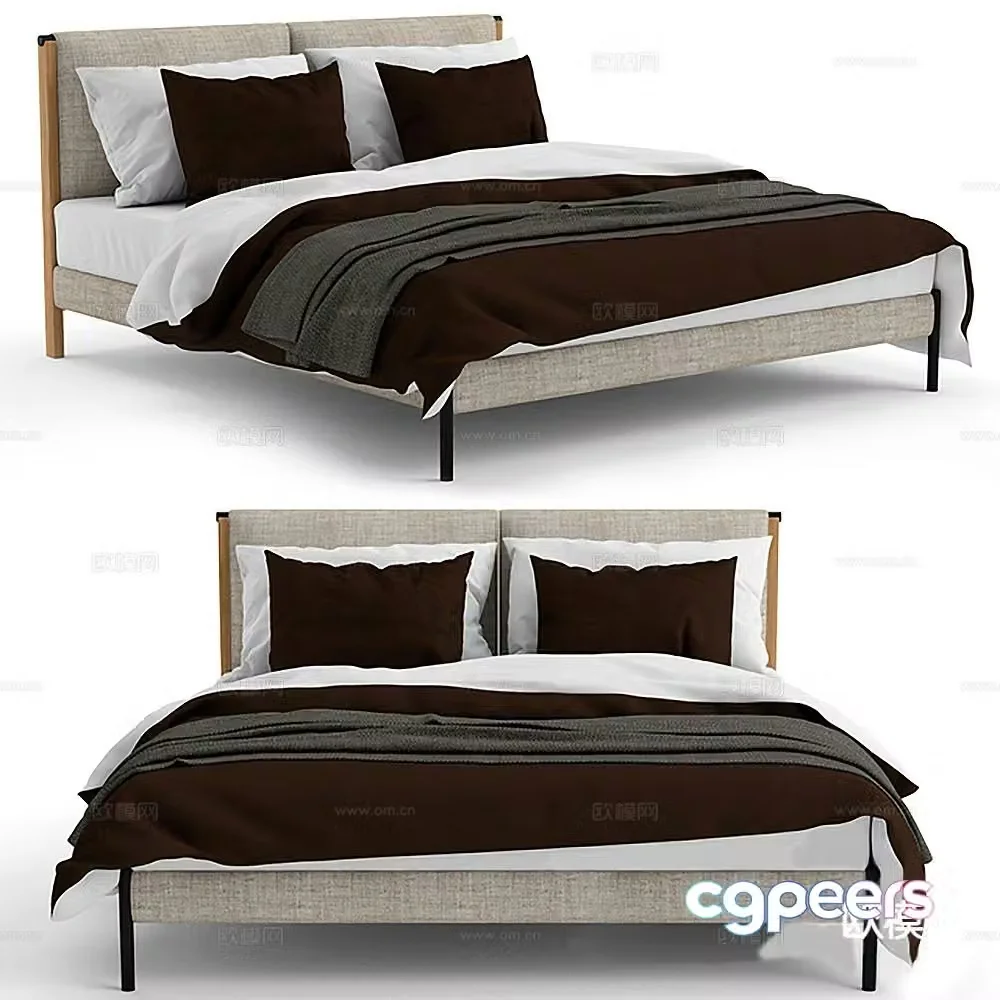 Modern double bed 3d model