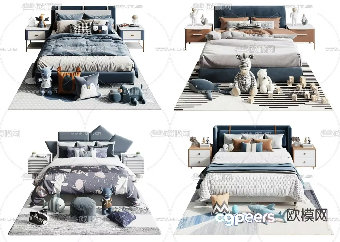 Modern fabric children’s bed 3d model