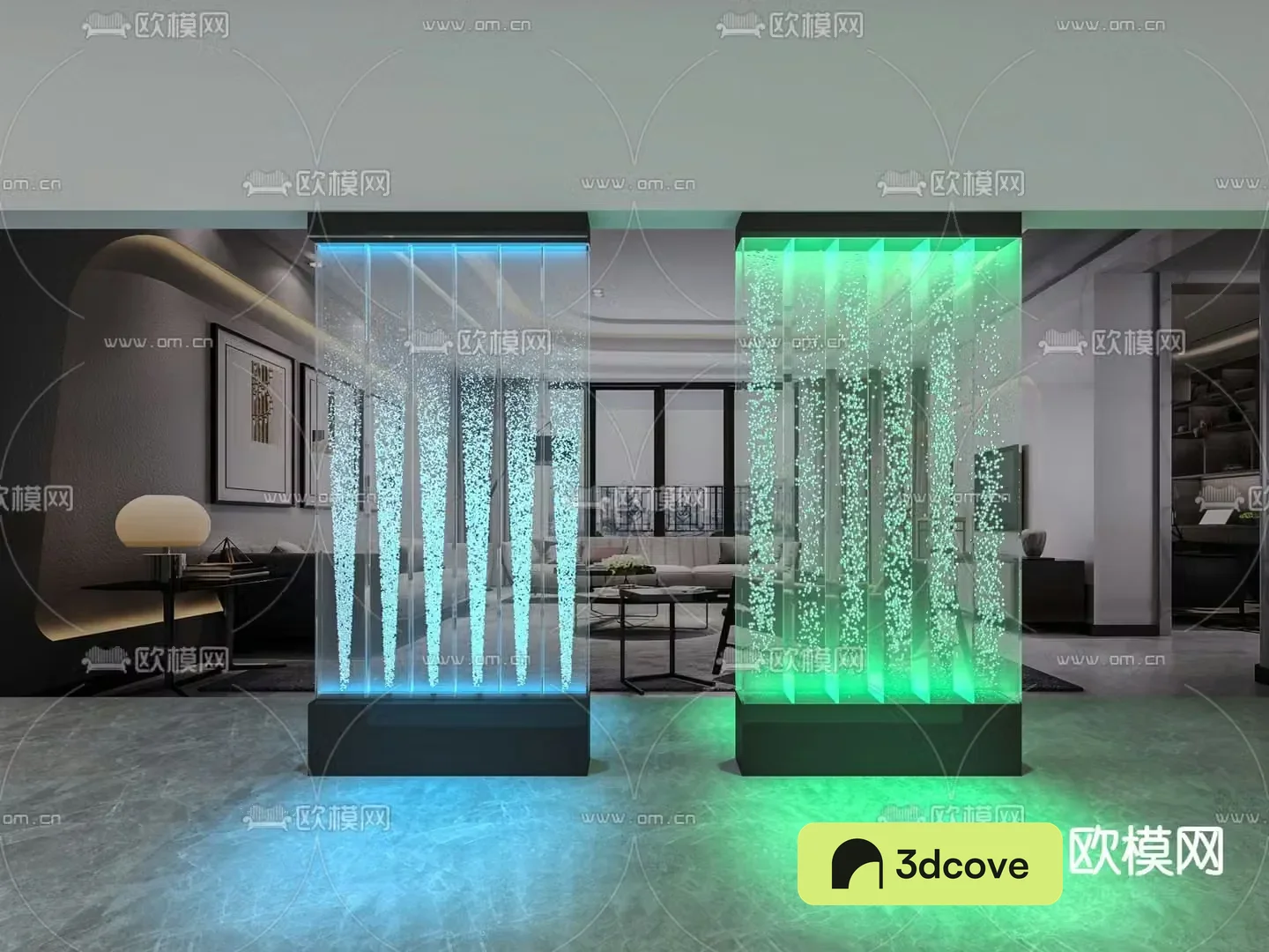 Water curtain wall Fish tank partition Glowing screen