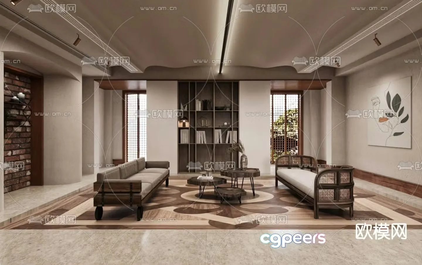 Middle-aged living room 3d model