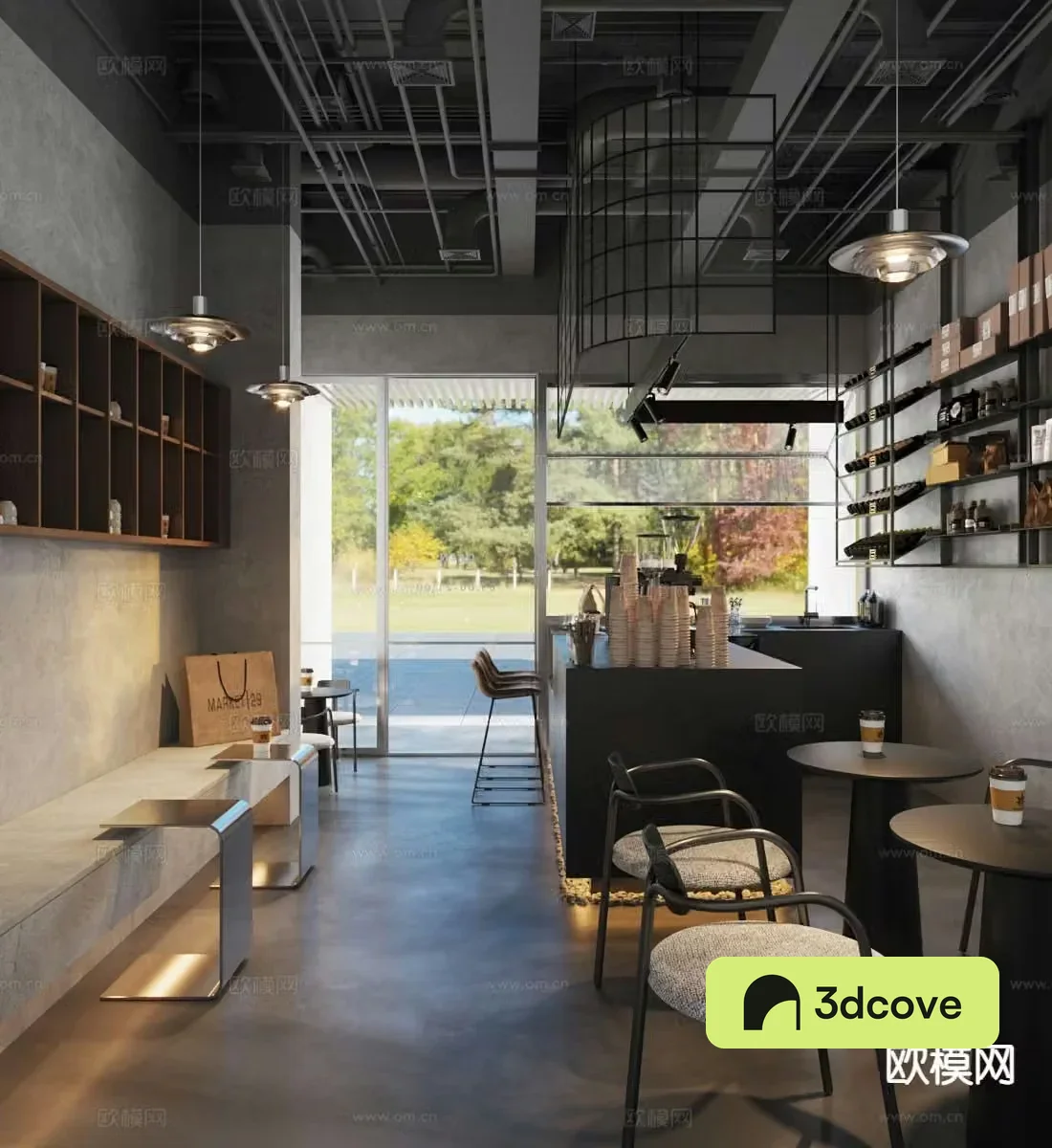 Industrial style cafe